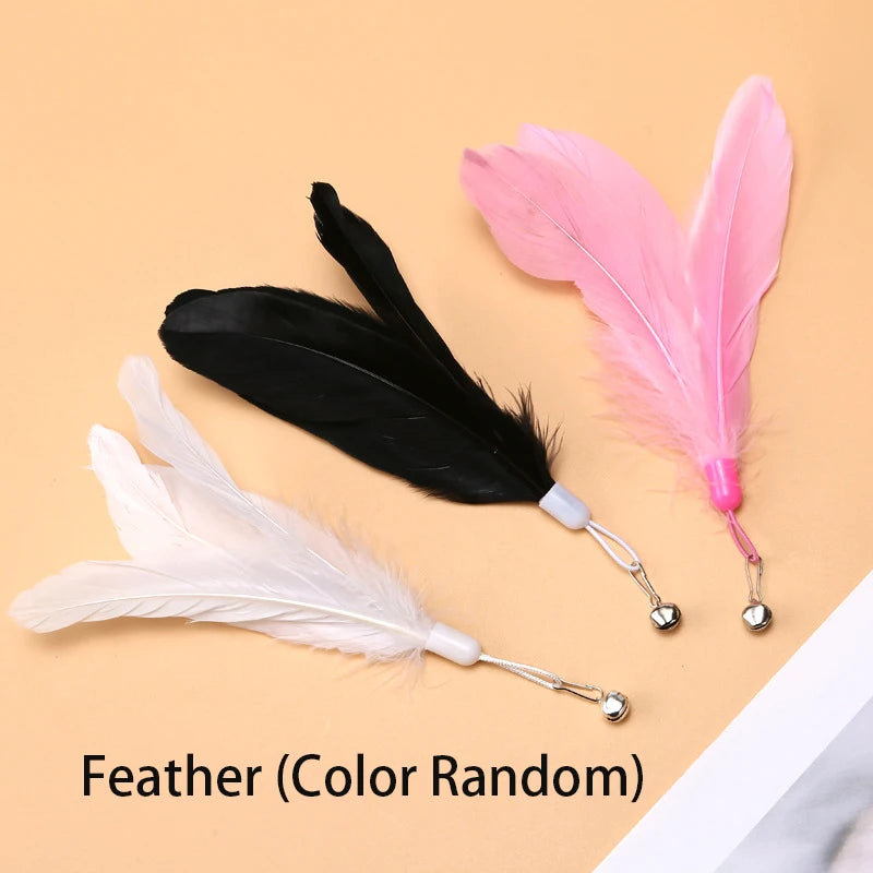 Interactive Hands-Free Cat Teaser Wand with Suction Cup and Feather Attachment