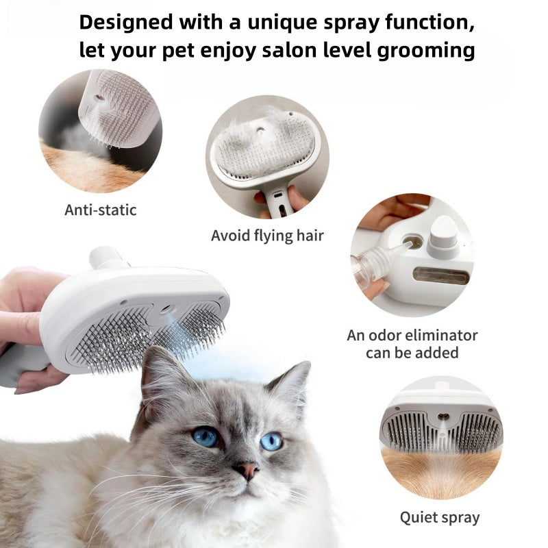 Pet Grooming Comb with Humidifier for Cats and Dogs