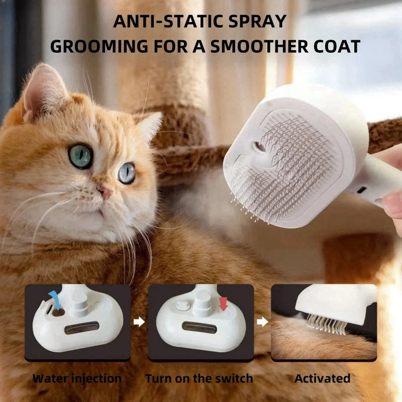 Pet Grooming Comb with Humidifier for Cats and Dogs